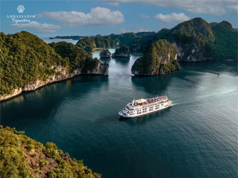Sail a luxury route through Lan Ha Bay aboard Ambassador Signature. Private comfort, scenic karsts, and seamless service. Plan your cruise with ViettrendTour — WhatsApp (+84) 898265688.