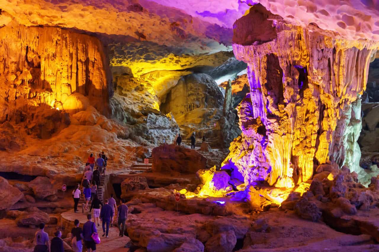 Walk through the color-lit chambers of Sung Sot Cave before returning to your luxury Ambassador Cruise. Plan your seamless Halong Bay escape with ViettrendTour. WhatsApp (+84) 898265688.