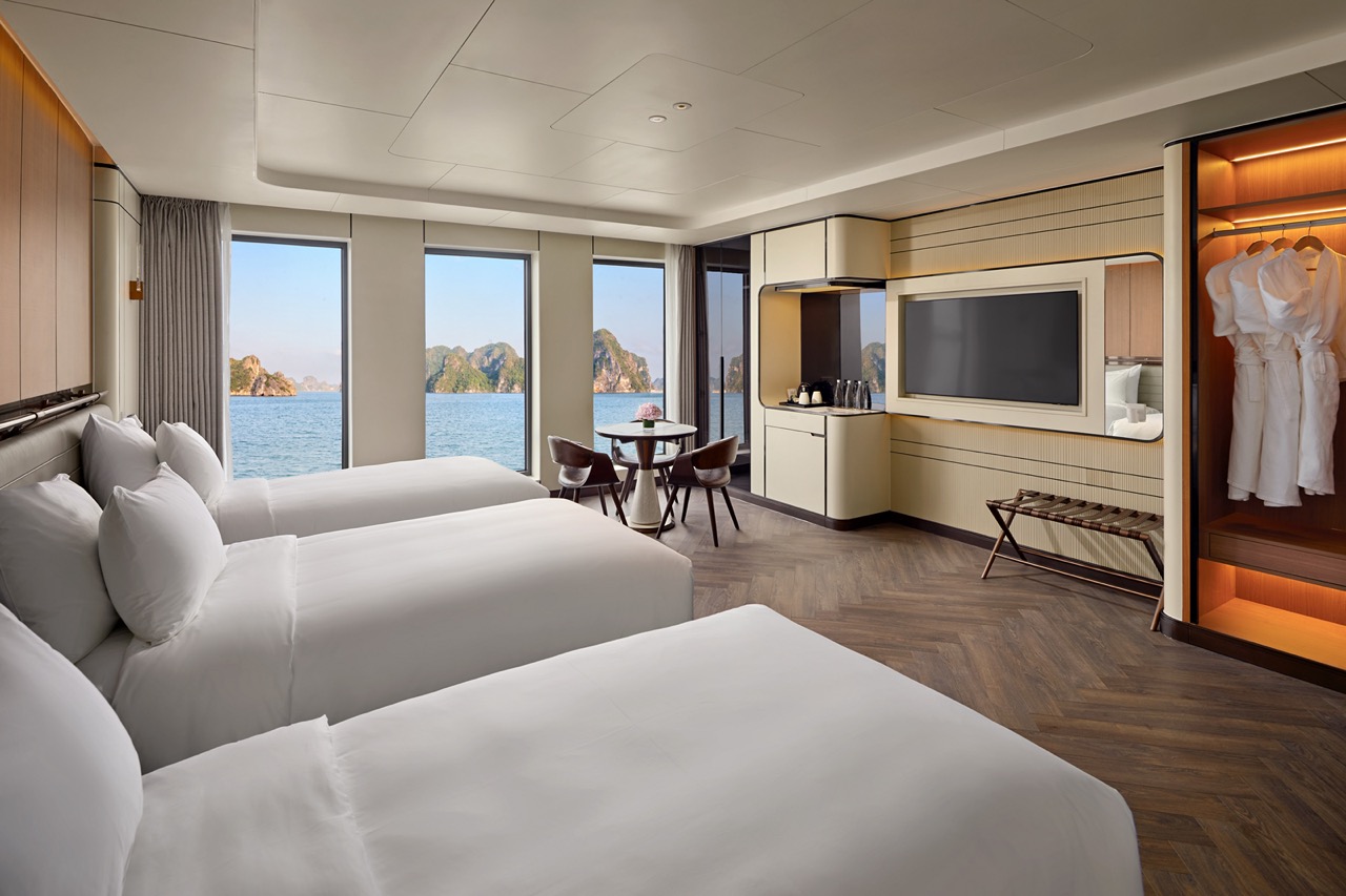 Ocean-view hotel room with modern amenities and stunning sea vistas in Vietnam.