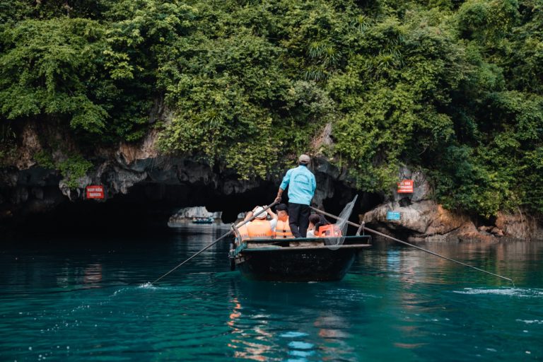Drift by sampan into silent grottoes and lagoons. Book your Ambassador Signature route via WhatsApp (+84) 898265688 with ViettrendTour.