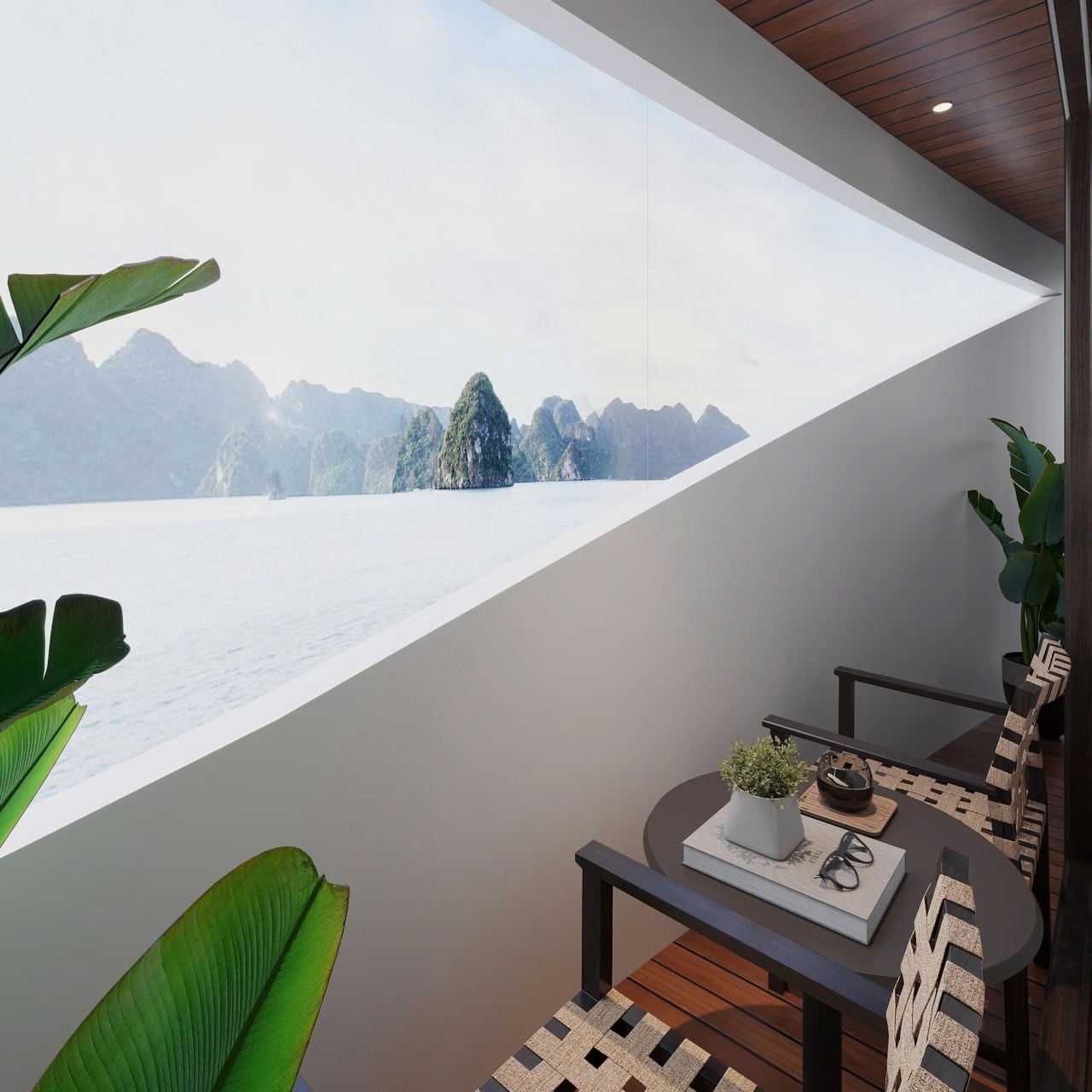 Stunning sea view from a modern balcony in Vietnam, perfect for luxury travel and sightseeing.