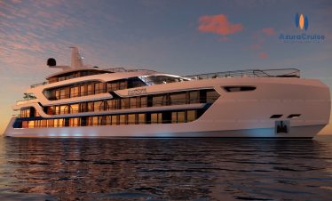 Luxurious cruise ship at sunset, perfect for high-end travel experiences, Azura Cruise vessel, Vietnam tours.