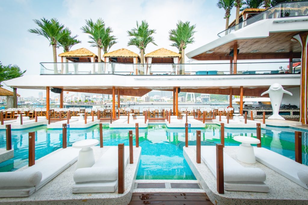 Luxurious rooftop pool with ocean views in Vietnam.