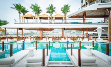 Luxurious rooftop pool with ocean views in Vietnam.