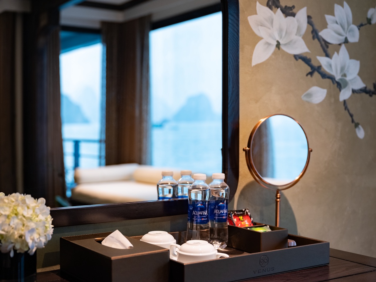 Stunning Lan Ha Bay cruise balcony with scenic views and luxurious amenities.