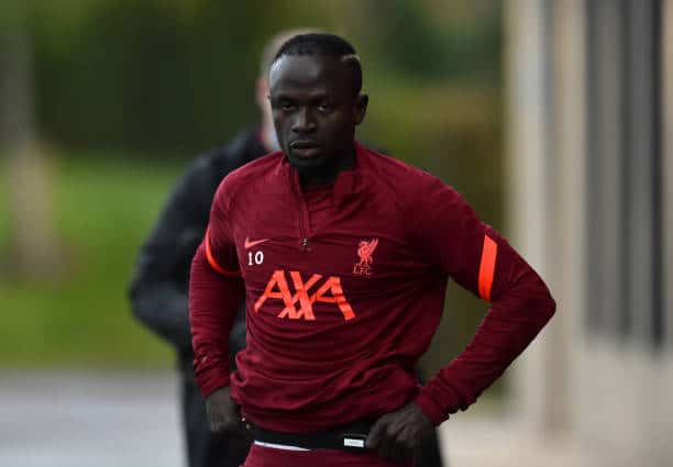 KIRKBY, ENGLAND - NOVEMBER 05: (THE SUN OUT, THE SUN ON SUNDAY OUT) Sadio Mane of Liverpool during a training session at AXA Training Centre on November 05, 2021 in Kirkby, England. (Photo by Andrew Powell/Liverpool FC via Getty Images)