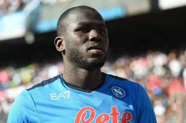 Kalidou Koulibaly of SSC Napoli at the end of the Serie A match between SSC Napoli and Genoa CFC at Stadio Diego Armando Maradona Naples Italy on 15 May 2022. (Photo by Franco Romano/NurPhoto via Getty Images)