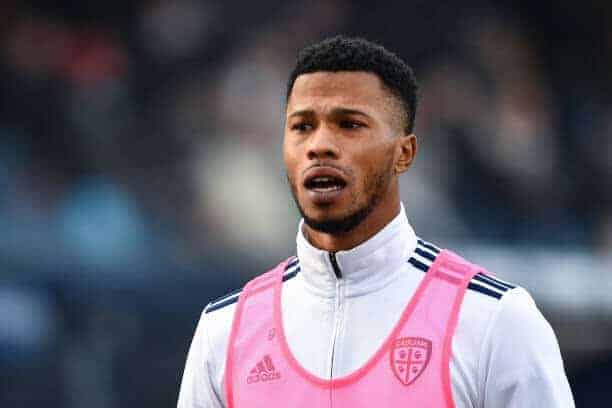 Balde Diao Keita (Cagliari Calcio) during the italian soccer Serie A match Empoli FC vs Cagliari Calcio on February 13, 2022 at the Carlo Castellani stadium in Empoli, Italy (Photo by Lisa Guglielmi/LiveMedia/NurPhoto via Getty Images)