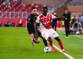 Krepin DIATTA of AS Monaco and Mousa AL-TAMARI of Stade Rennais during the Ligue 1 McDonald's match between Monaco and Rennes at Stade Louis II on January 31, 2026 in Monaco, Monaco. (Photo by Ewen Gavet/Icon Sport via Getty Images)