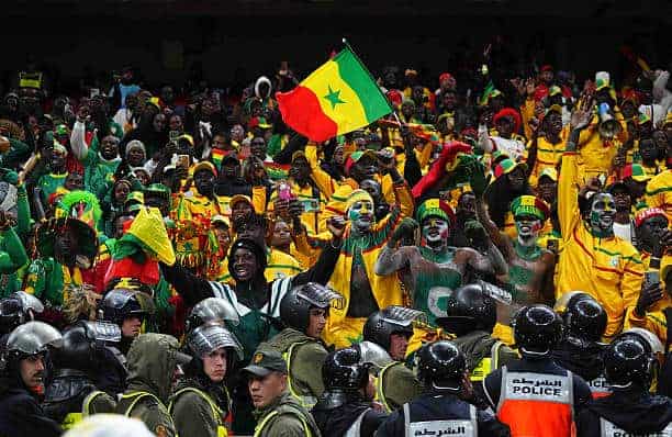 Senegal fans  celebrate  during the AFCON final between Morocco and Senegal at Complexe Sportif Prince Moulay Abdellah, Rabat, Morocco on January 19, 2026.  (Photo by Ulrik Pedersen/NurPhoto via Getty Images)