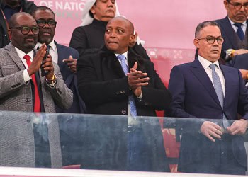 Rabat, Morocco - January 9: CAF President Patrice Motsepe during the Africa Cup Of Nations Quarter-final match between Cameroon and Morocco at Prince Moulay Abdellah Stadium on January 9, 2026 in Rabat, Morocco. (Photo by Torbjorn Tande/DeFodi Images/DeFodi via Getty Images)