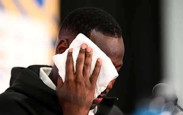 EAST RUTHERFORD, NEW JERSEY - JUNE 15: Pape Thiaw, Head Coach of Senegal, attends the press conference of Senegal one day ahead of the FIFA World Cup 2026 Group I match between France and Senegal at New York New Jersey Stadium on June 15, 2026 in East Rutherford, New Jersey. (Photo by Hannah Peters - FIFA/FIFA via Getty Images)