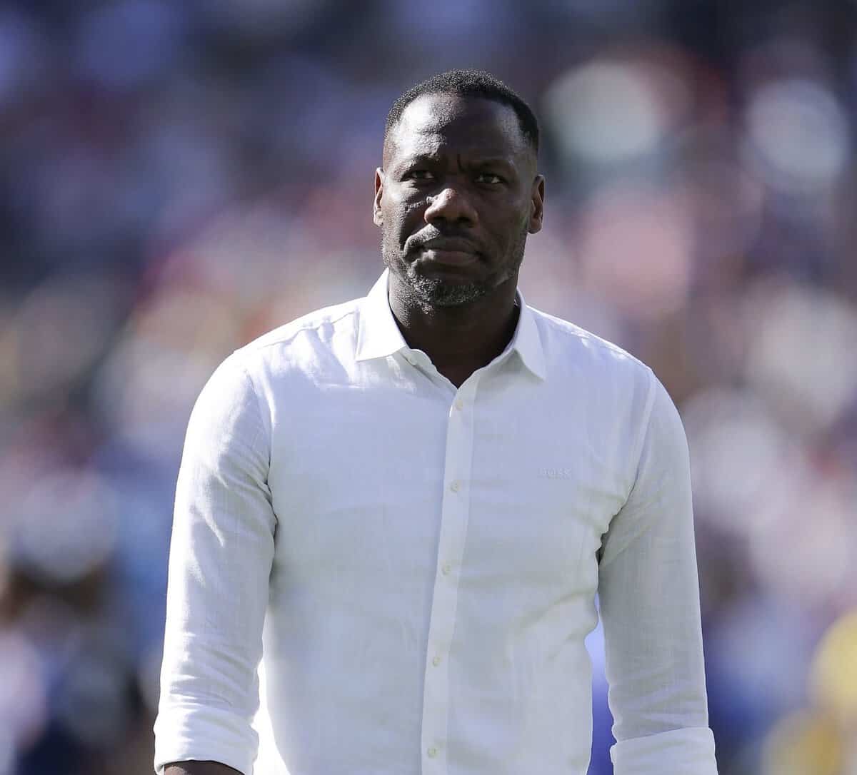 EAST RUTHERFORD, NEW JERSEY - JUNE 16: Pape Thiaw, head coach of Senegal, during the FIFA World Cup 2026 Group I match between France and Senegal at New York New Jersey Stadium on June 16, 2026 in East Rutherford, New Jersey. (Photo by James Gill - Danehouse/Getty Images)