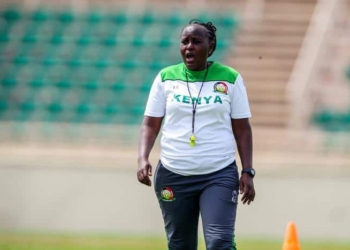 RECORD DATE NOT STATED  NAIROBI, KENYA - NOVEMBER 28: Harambee Starlets Coach Beldine Odemba during a training section in preparation for 2024 Women Africa Cup of Nations Qualifiers match against Botswana at Nyayo National Stadium on November 28, 2023 in Nairobi, Kenya.Photo by Chris Omollo Copyright: xx