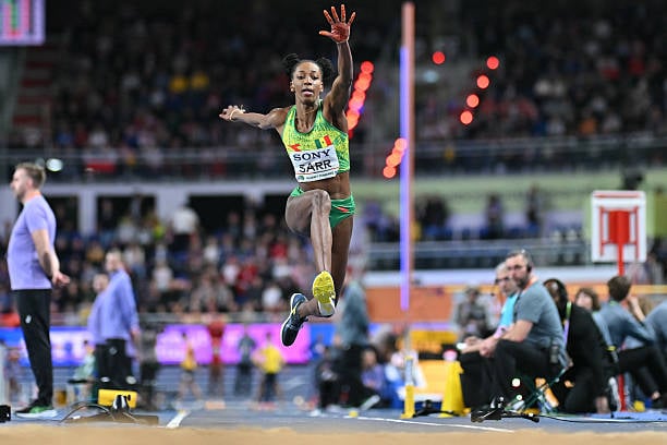 Senegal's Saly Sarr competes in the women's triple jump final during the World Athletics Indoor Championships Kujawy Pomorze 2026 in Torun, Poland on March 21, 2026. (Photo by Andrej ISAKOVIC / AFP via Getty Images)