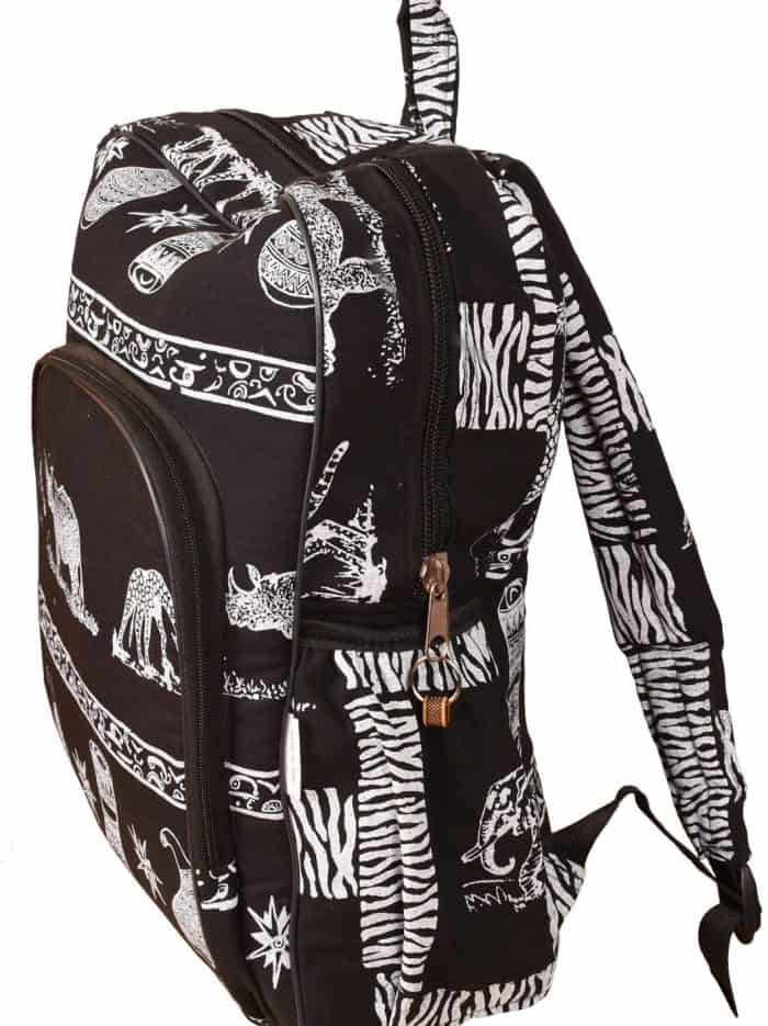 white-animal print backpack bag