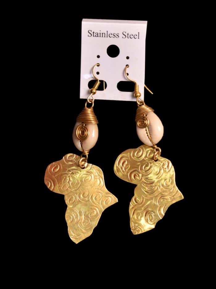 Africa map brass earrings