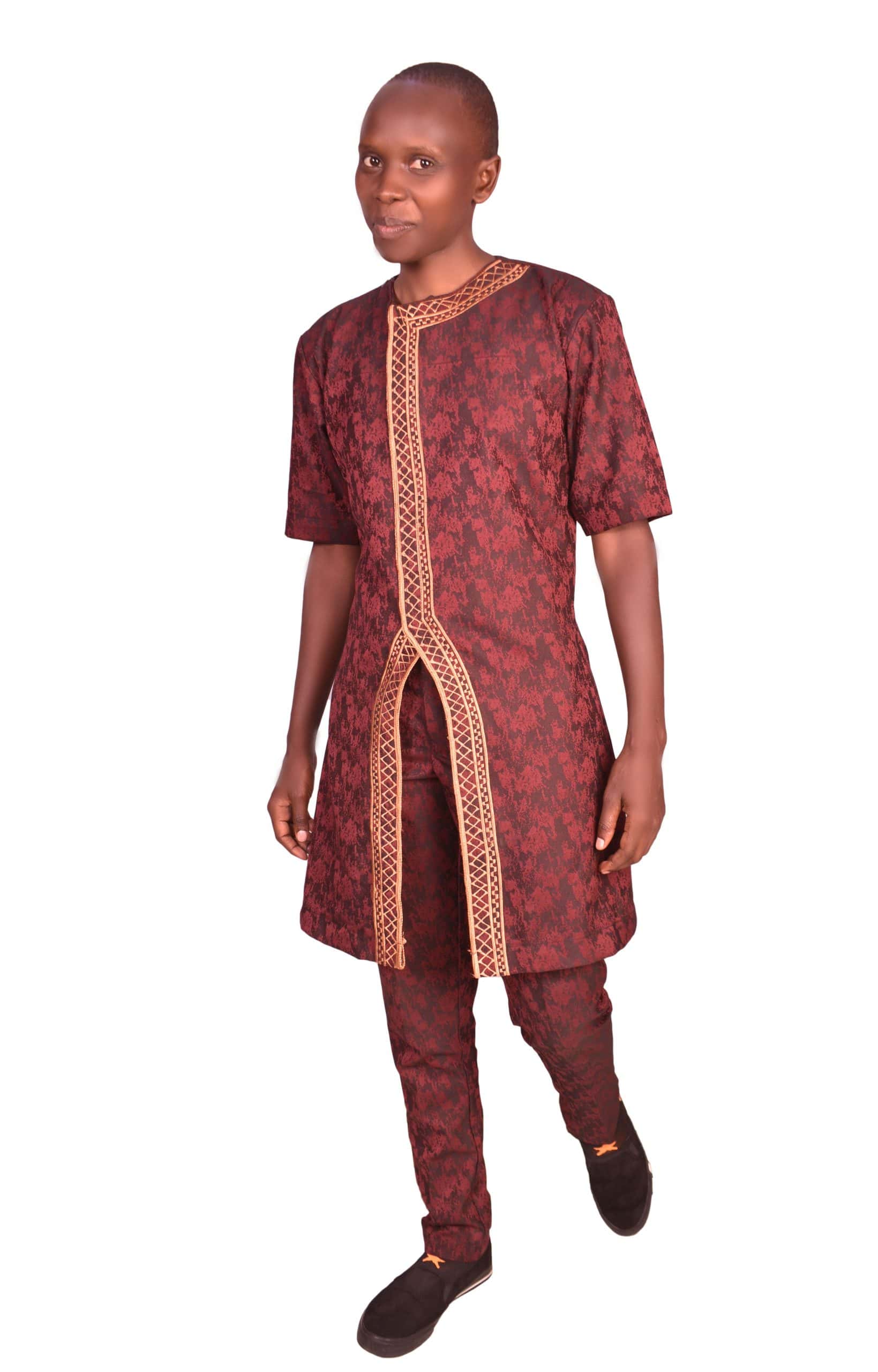 Maroon-African-Suit-scaled African Men's Apparel: A Blend of Culture, Color, and Craftsmanship