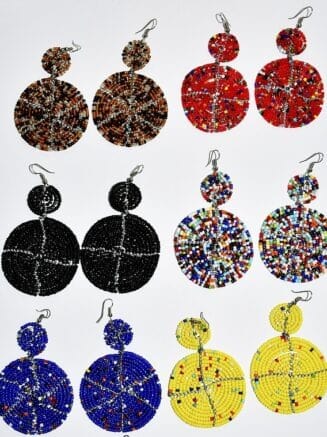 African Double Disc Beaded Earrings