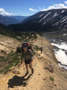 Climbers enjoy the comfort of approach shoes en-route to the Emmons Glacier.