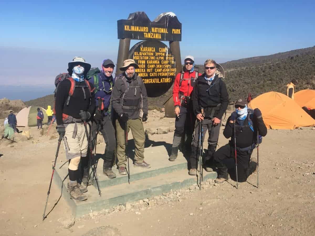 An AAI Kilimanjaro climber group pictured wearing Buffs.