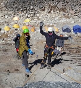 Namaste Climbers in Namche on Descent