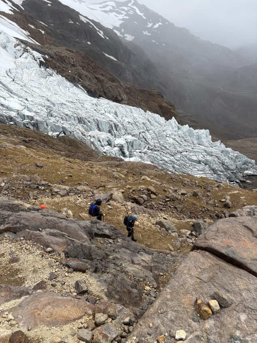 team reviews skills on cayambe