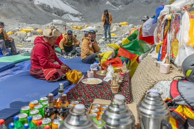 puja ceremony at basecamp