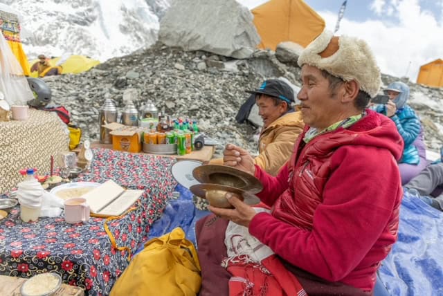 puja ceremony at basecamp