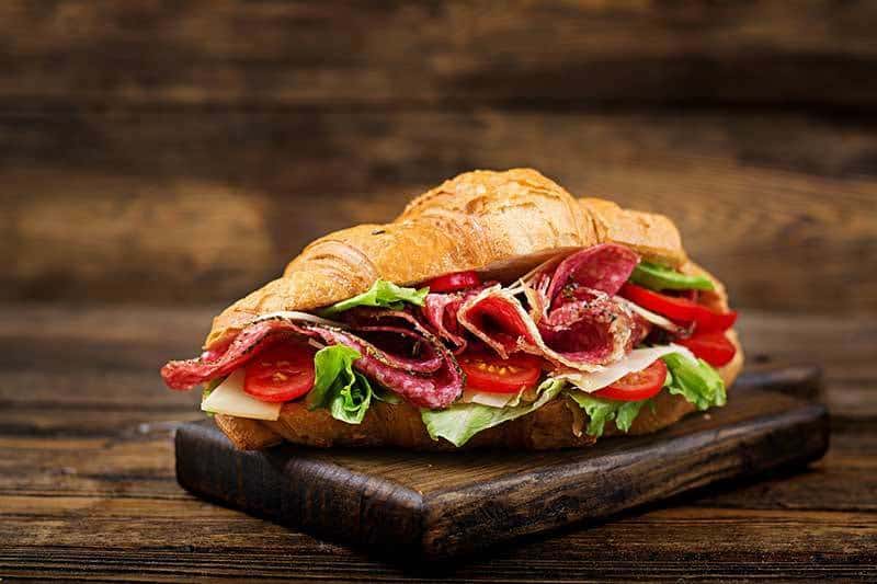 croissant salami sandwhich