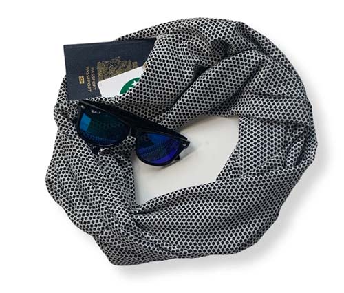 lightweight Infinity travel scarf with Hidden Pocket