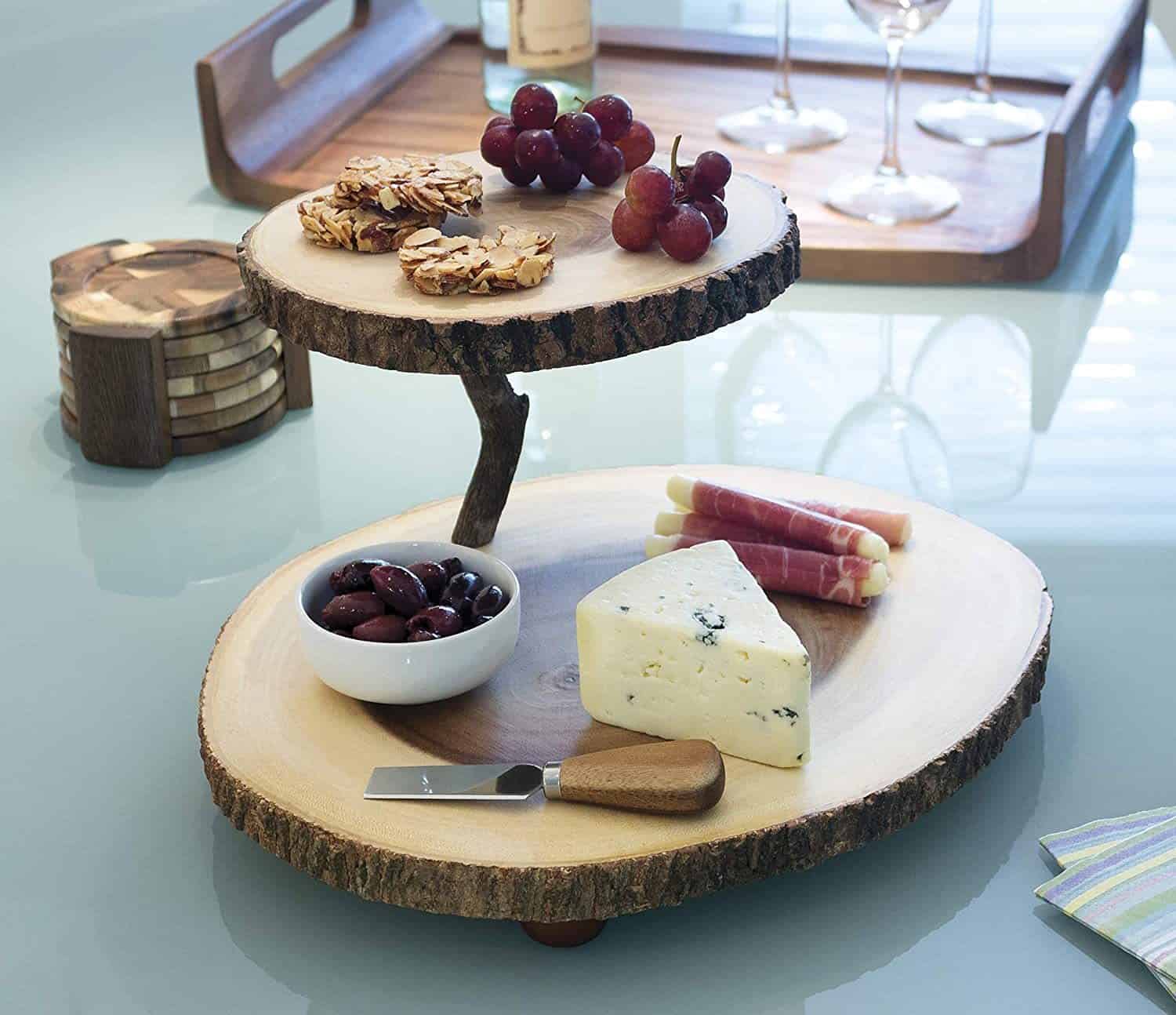 2-Tier Tree Bark Cheese Board