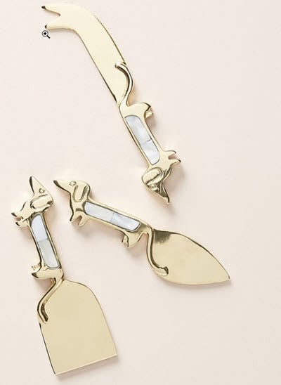 Set of 3 Cheese Knives in the Form a Dachshunds