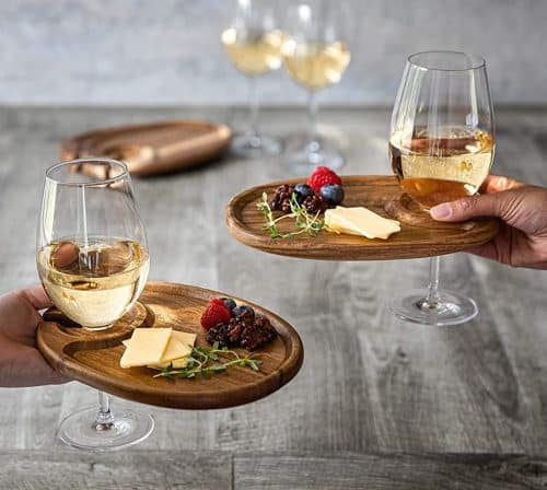Personal Cheese Board / Cocktail Plates & Wine Glass Holder