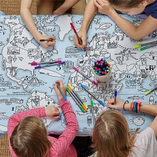 World Map Coloring Tablecloth