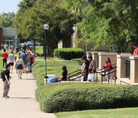 Young people outside on the sidewalks of BRCC