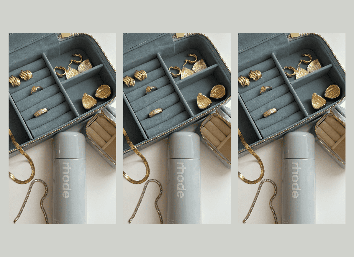 A beauty product and jewelry.