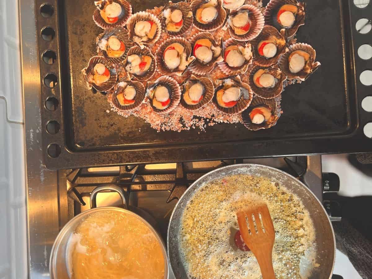 A person cooking with cooking tips she learned.