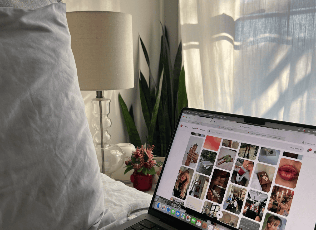 A woman on her computer.