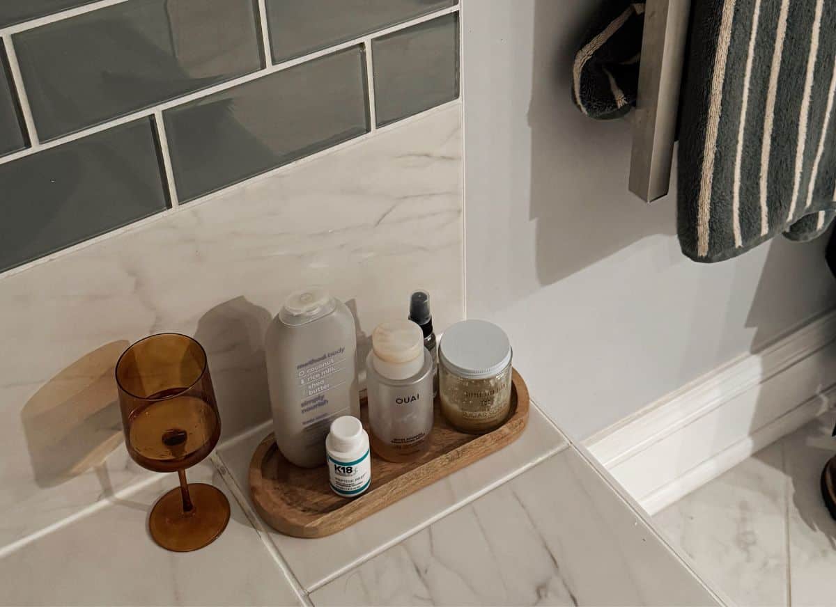 An organized bathroom.