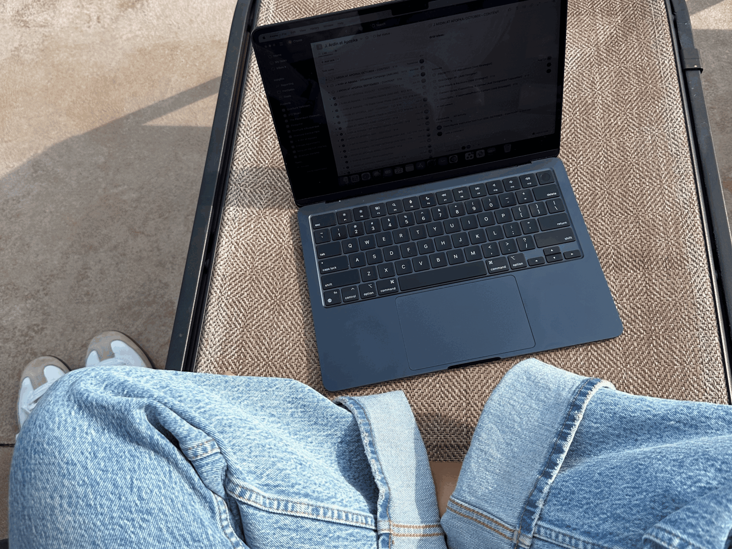 Working on a computer.