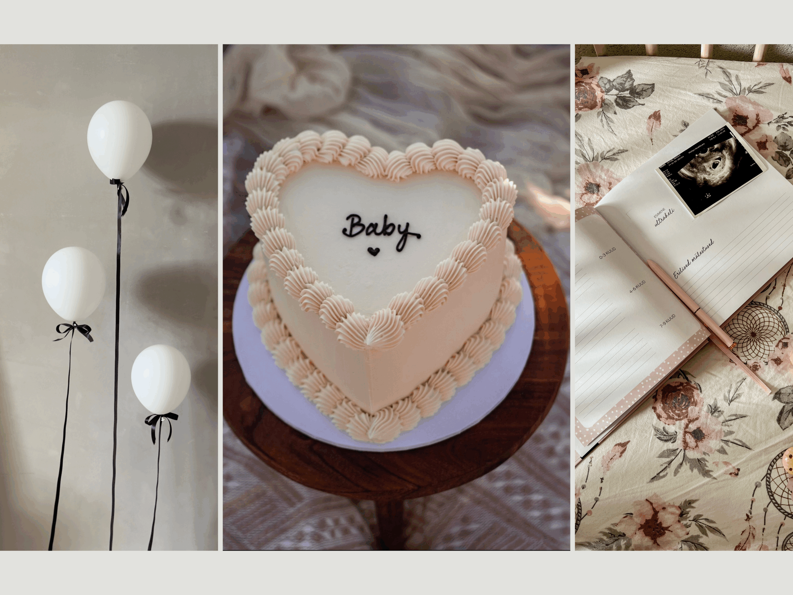 Baby and gender reveal photos.