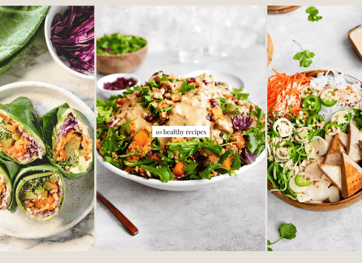 Three different healthy recipes.