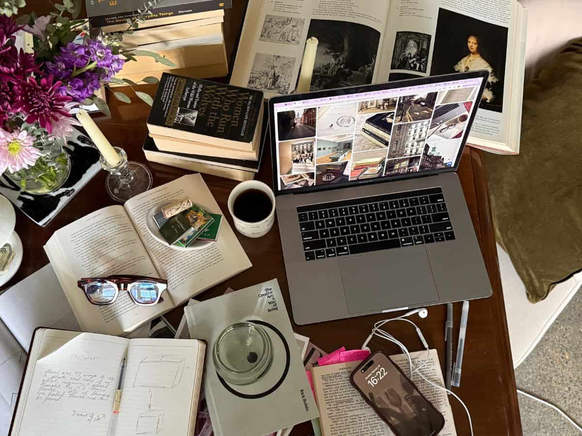 A person working and probably using time management.