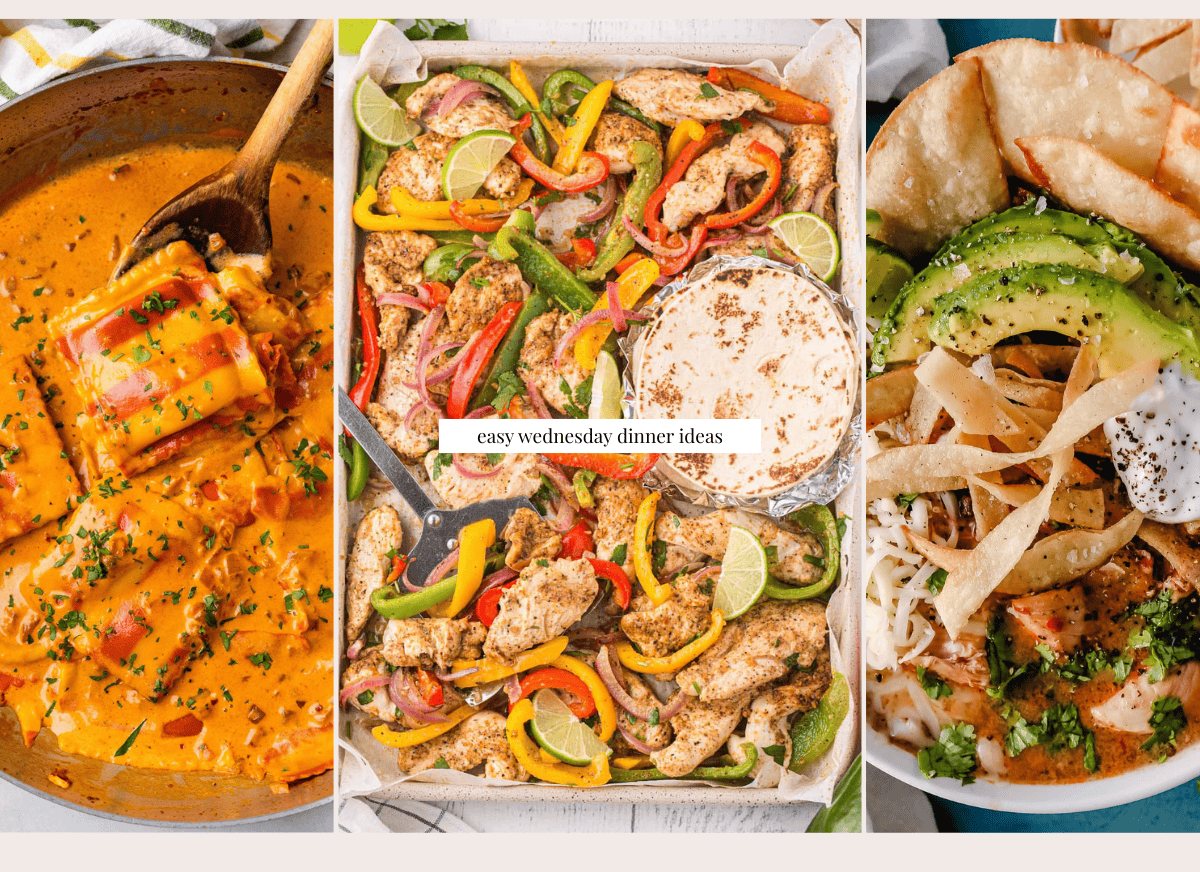 Three different Wednesday dinner ideas.