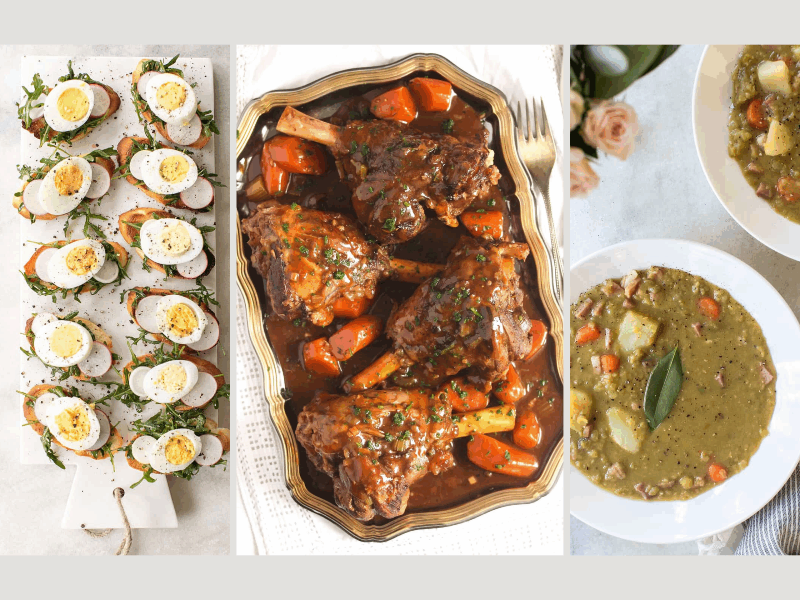 Three different Easter Dinner Ideas.