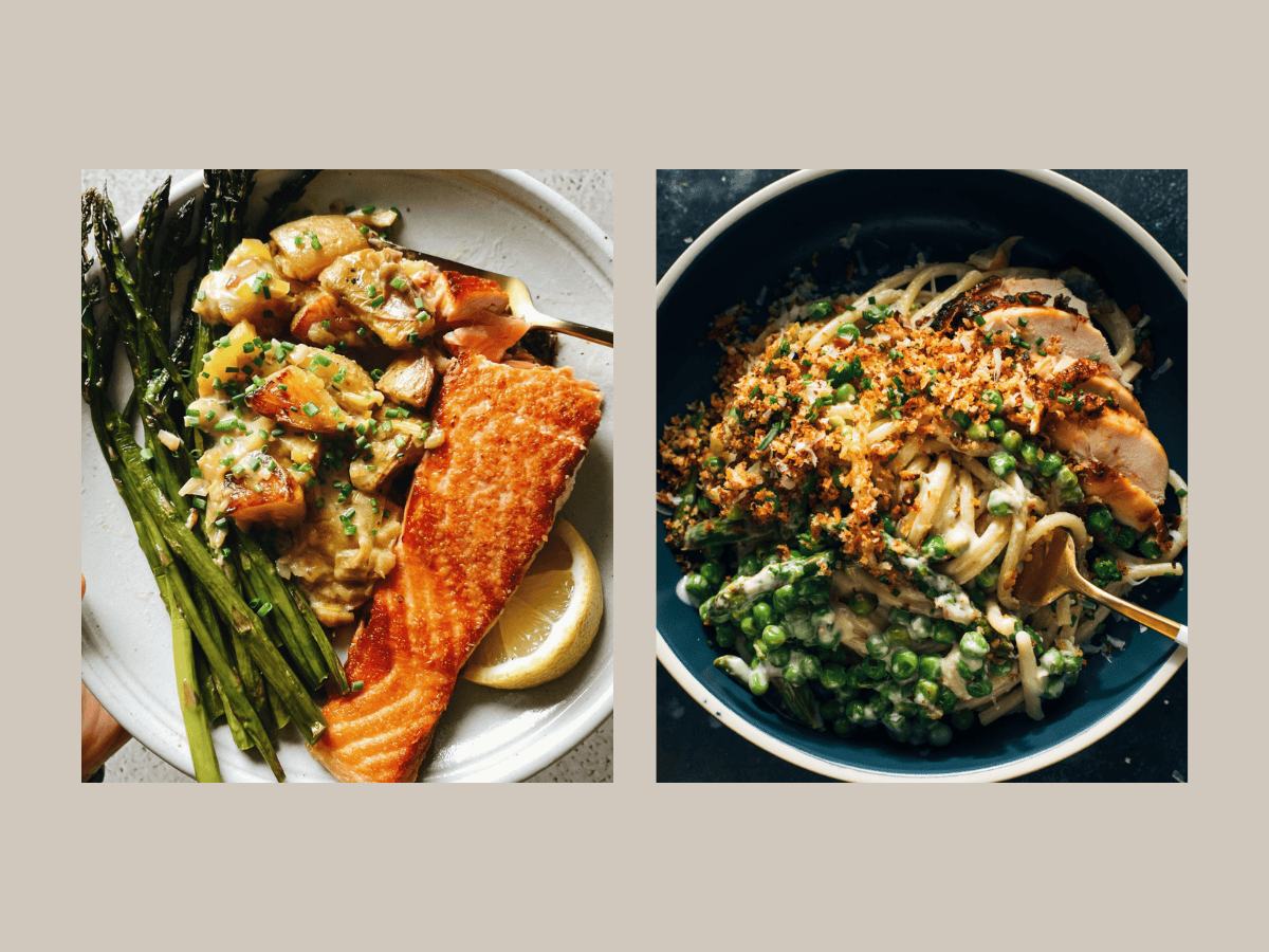 Spring meals on a plate.