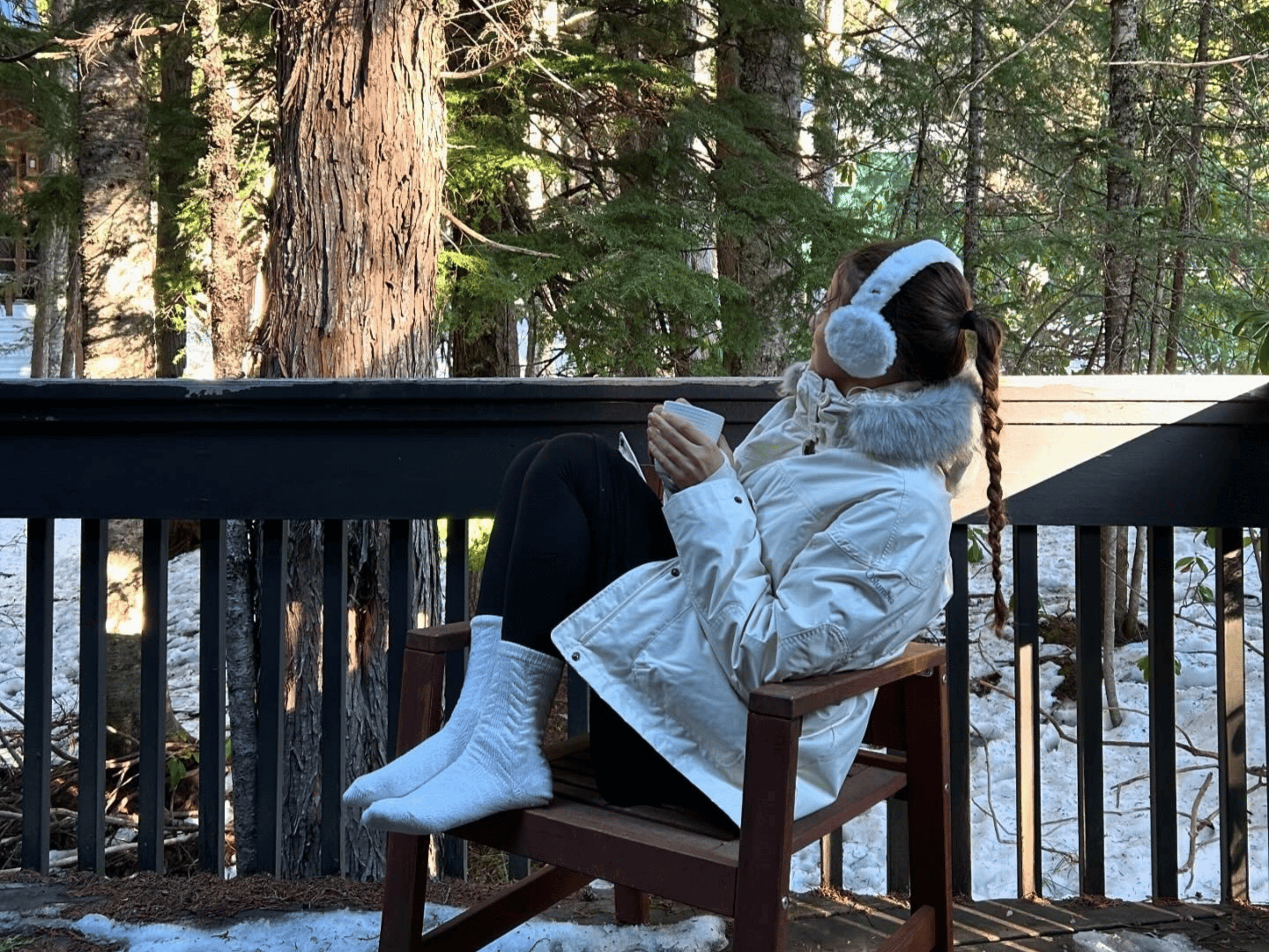 A girl doing things in the winter.