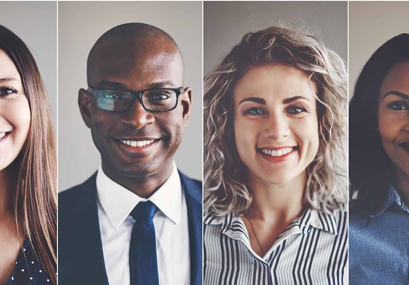 four side-by-side headshots