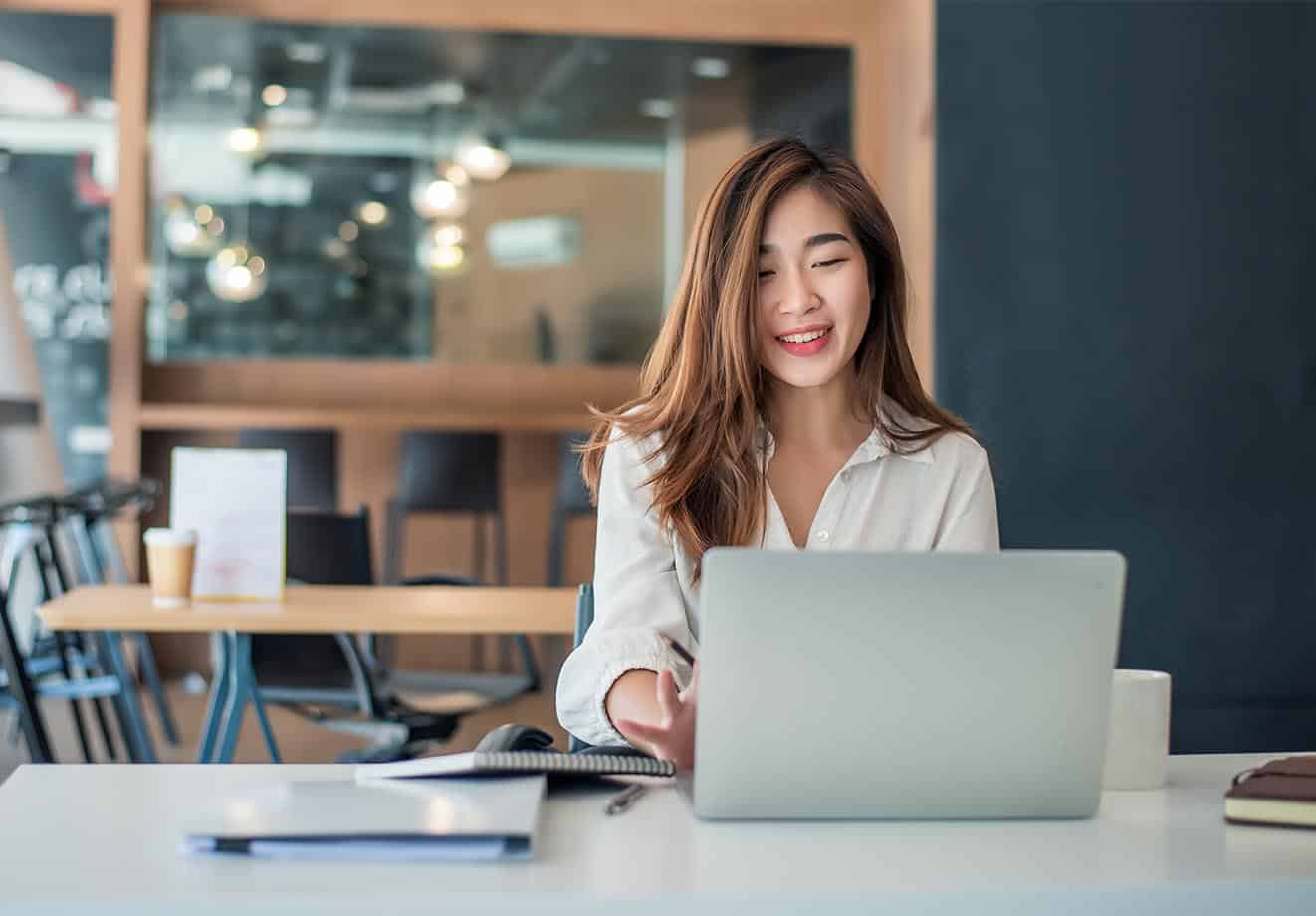 Woman working on her laptop